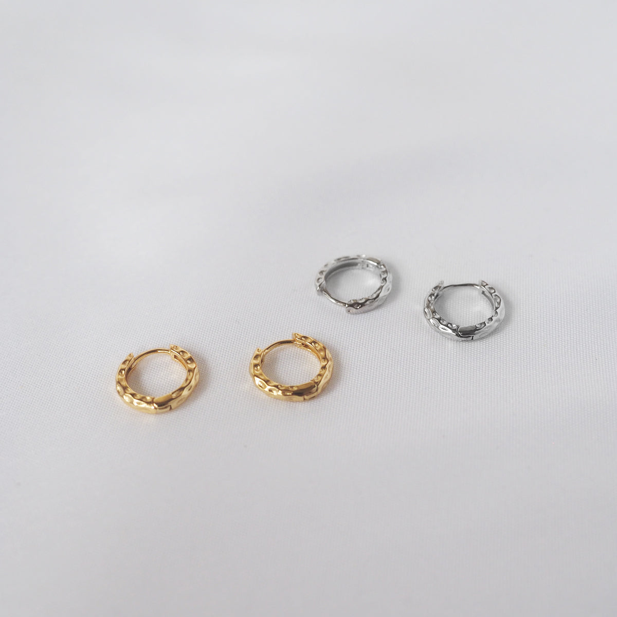 Hammered Huggie Hoop Earrings