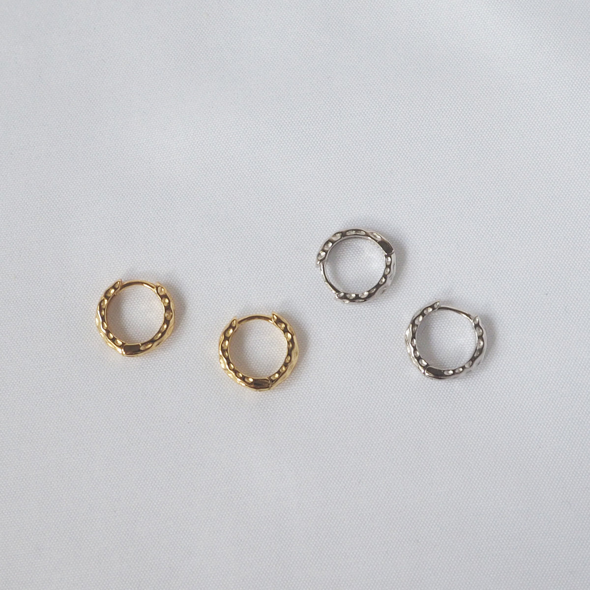 Hammered Huggie Hoop Earrings